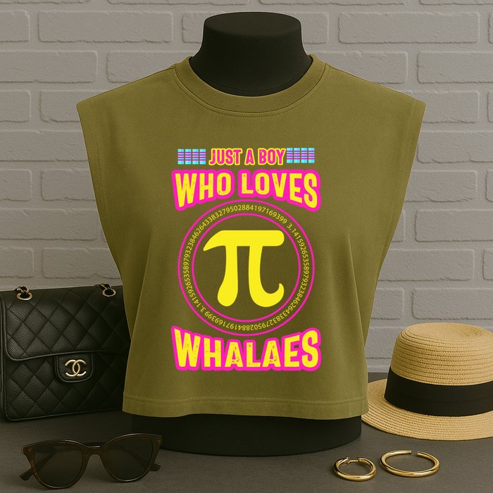 Just A Boy Who Loves Pi Whales Pi Day Garment-Dyed Women's Muscle Tee