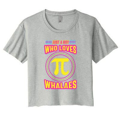 Just A Boy Who Loves Pi Whales Pi Day Women's Crop Top Tee