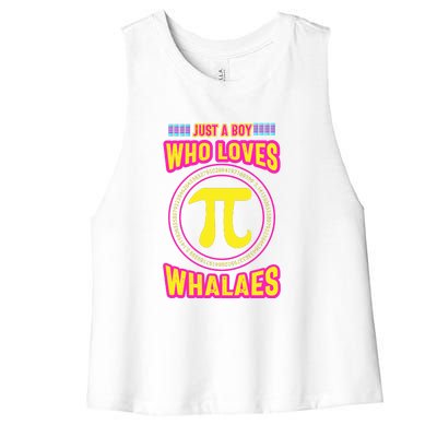 Just A Boy Who Loves Pi Whales Pi Day Women's Racerback Cropped Tank