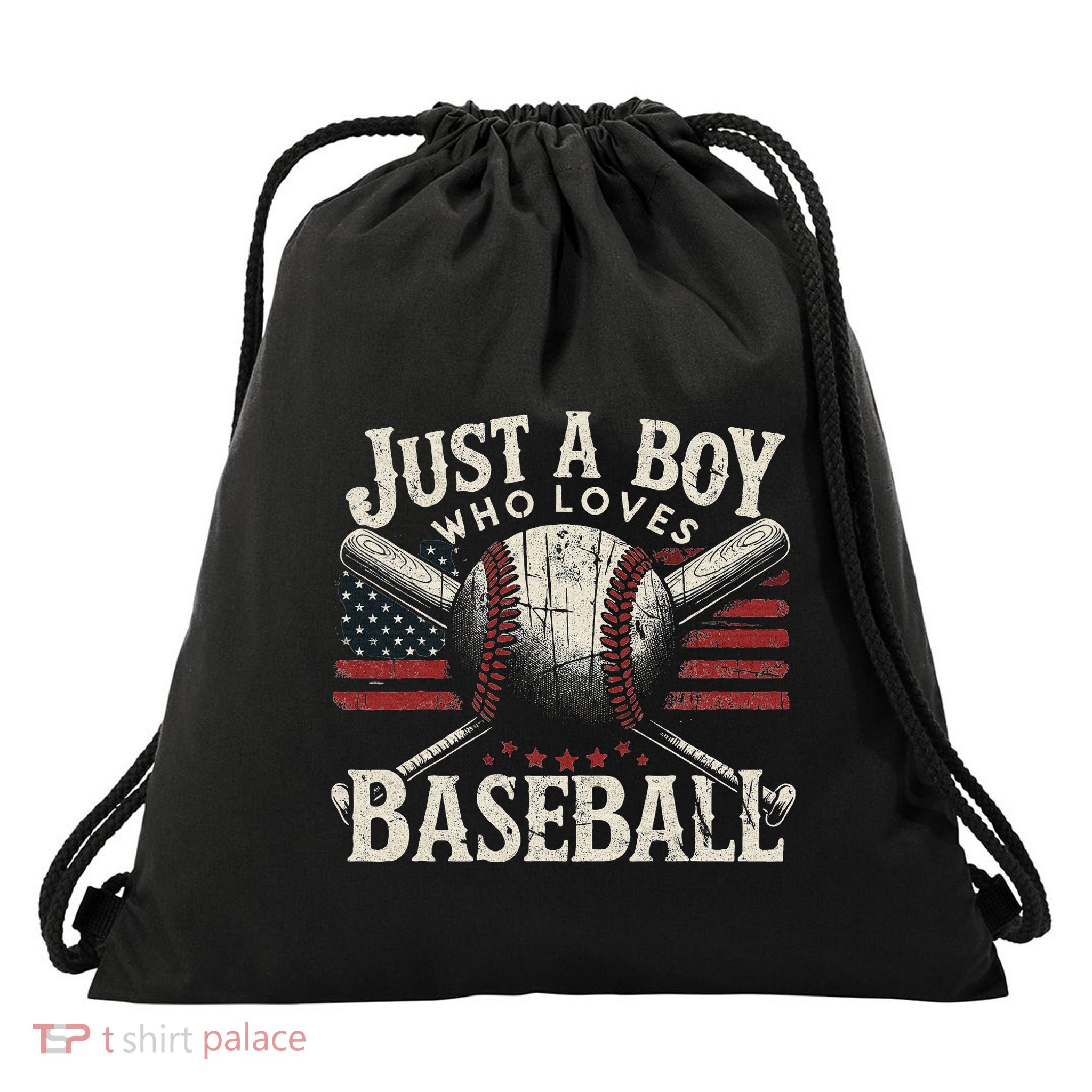 Just A Boy Who Loves Baseball Drawstring Bag
