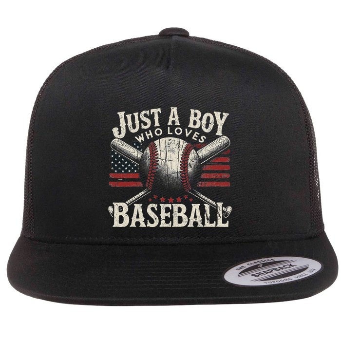 Just A Boy Who Loves Baseball Flatbill Hat
