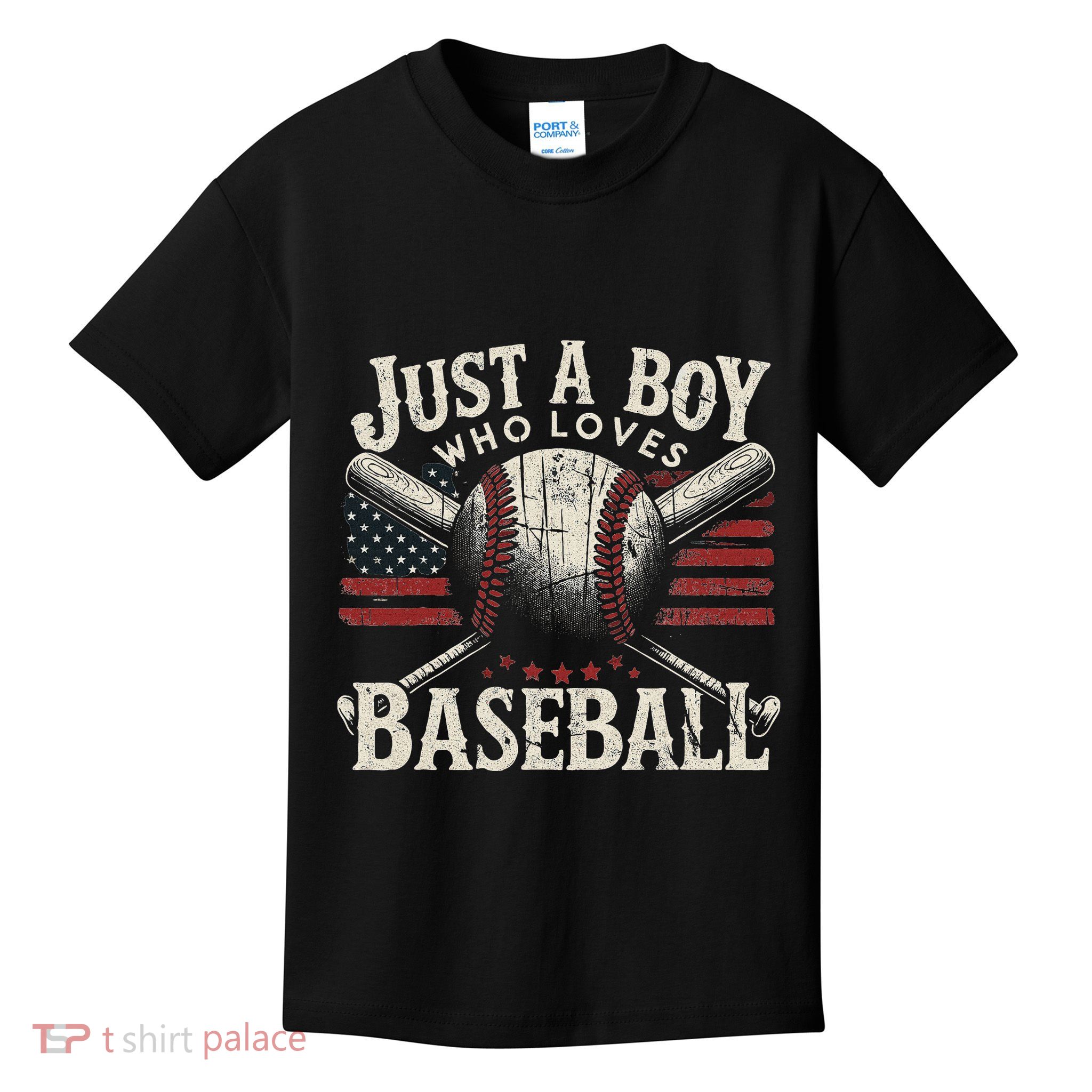 Just A Boy Who Loves Baseball Kids T-Shirt