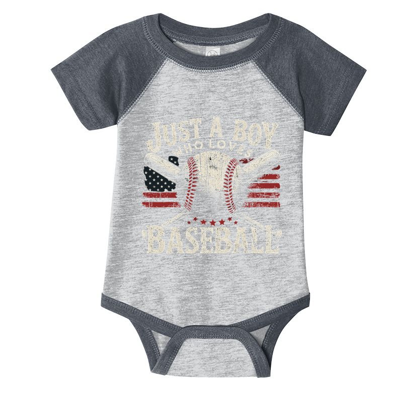 Just A Boy Who Loves Baseball Infant Baby Jersey Bodysuit