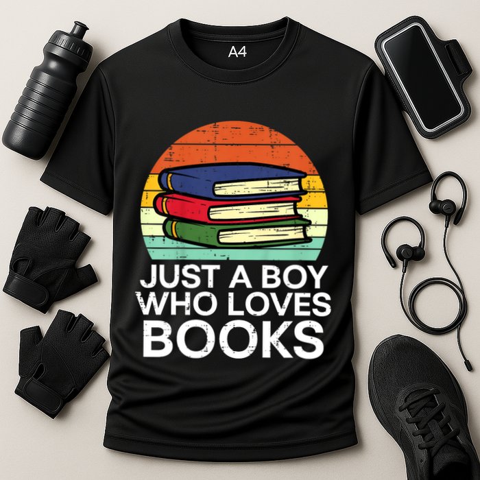 Just A Boy Who Loves Books Read Reading Librarian Cooling Performance Crew T-Shirt