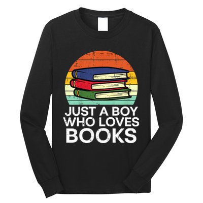 Just A Boy Who Loves Books Read Reading Librarian Long Sleeve Shirt