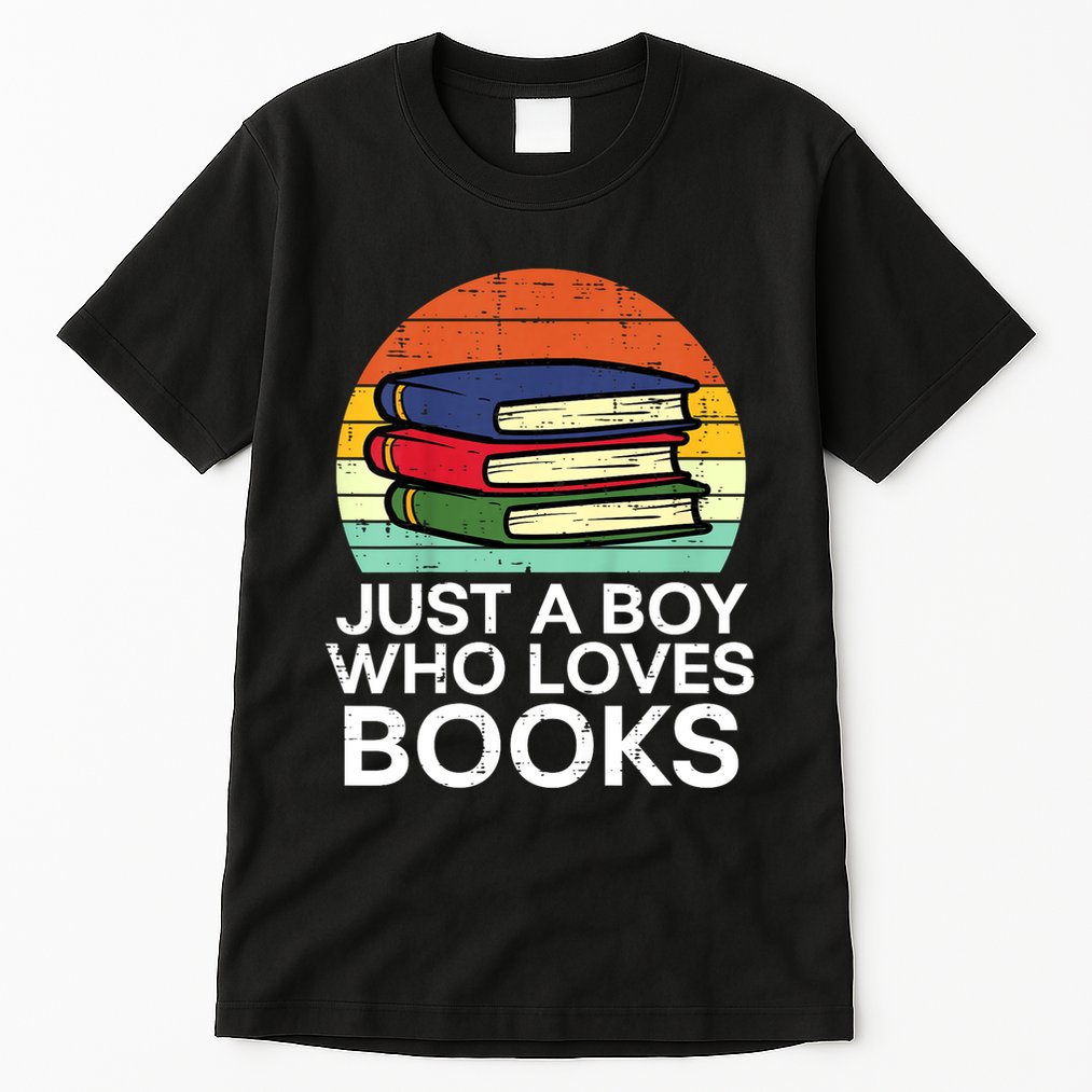 Just A Boy Who Loves Books Read Reading Librarian Tall T-Shirt