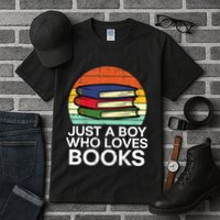 Just A Boy Who Loves Books Read Reading Librarian Tall T-Shirt