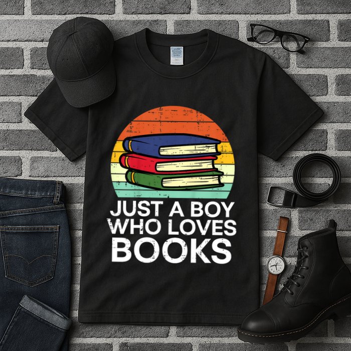 Just A Boy Who Loves Books Read Reading Librarian Tall T-Shirt