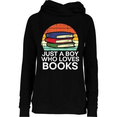 Just A Boy Who Loves Books Read Reading Librarian Womens Funnel Neck Pullover Hood