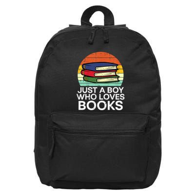 Just A Boy Who Loves Books Read Reading Librarian 16 in Basic Backpack