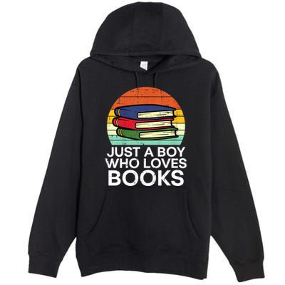 Just A Boy Who Loves Books Read Reading Librarian Premium Pullover Hoodie