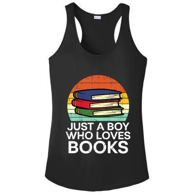 Just A Boy Who Loves Books Read Reading Librarian Ladies PosiCharge Competitor Racerback Tank