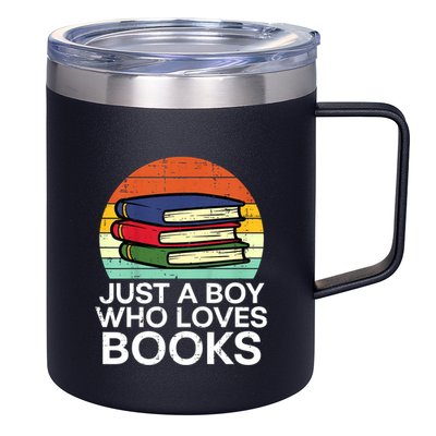 Just A Boy Who Loves Books Read Reading Librarian 12oz Stainless Steel Coffee Mug
