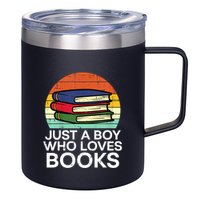 Just A Boy Who Loves Books Read Reading Librarian 12oz Stainless Steel Coffee Mug