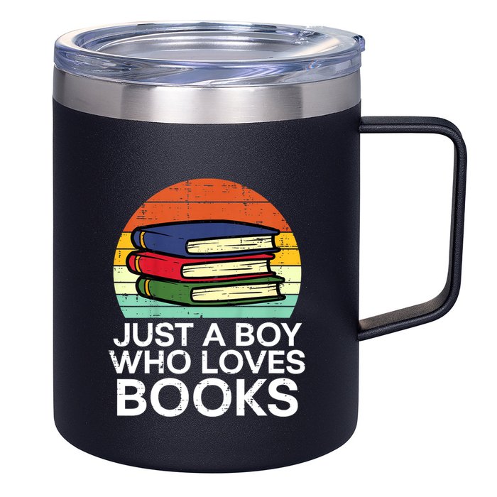 Just A Boy Who Loves Books Read Reading Librarian 12oz Stainless Steel Coffee Mug