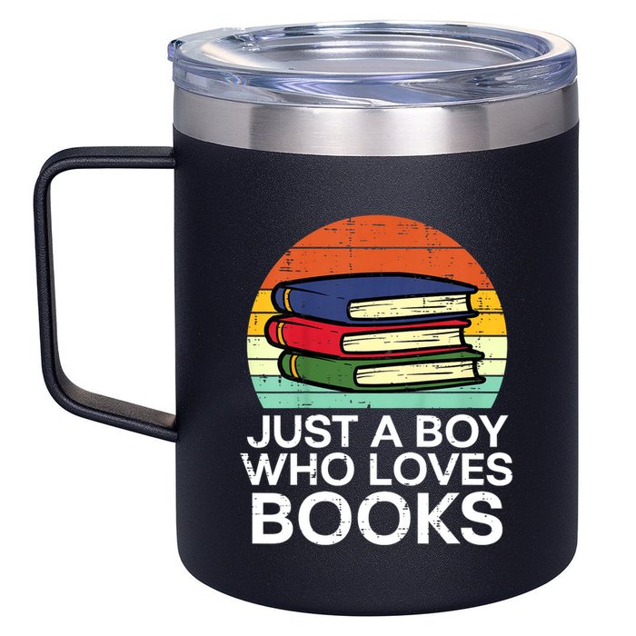 Just A Boy Who Loves Books Read Reading Librarian 12oz Stainless Steel Coffee Mug