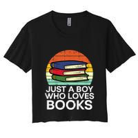 Just A Boy Who Loves Books Read Reading Librarian Crop Top