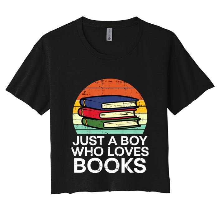 Just A Boy Who Loves Books Read Reading Librarian Crop Top
