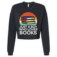 Just A Boy Who Loves Books Read Reading Librarian Cropped Pullover Crew