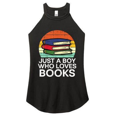 Just A Boy Who Loves Books Read Reading Librarian Women's Perfect Tri Rocker Tank
