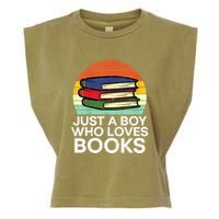 Just A Boy Who Loves Books Read Reading Librarian Garment-Dyed Women's Muscle Tee