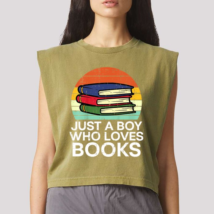 Just A Boy Who Loves Books Read Reading Librarian Garment-Dyed Women's Muscle Tee