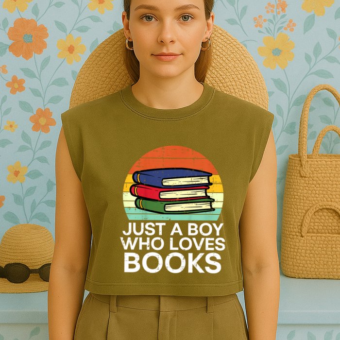 Just A Boy Who Loves Books Read Reading Librarian Garment-Dyed Women's Muscle Tee