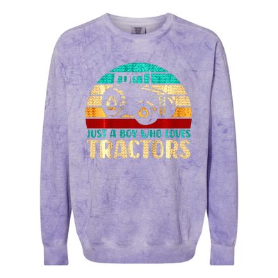 Just A Boy Who Loves Tractors Colorblast Crewneck Sweatshirt