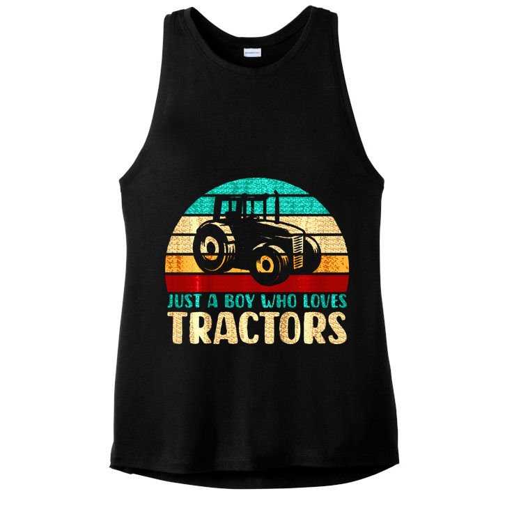 Just A Boy Who Loves Tractors Ladies PosiCharge Tri-Blend Wicking Tank