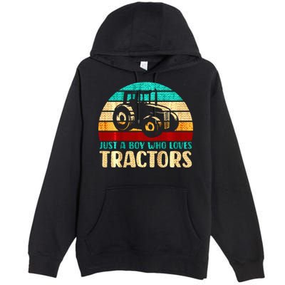Just A Boy Who Loves Tractors Premium Pullover Hoodie