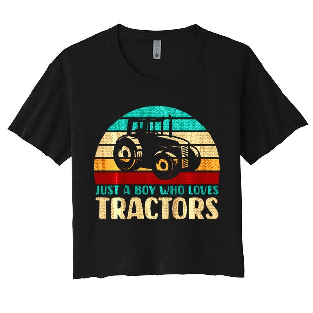 Just A Boy Who Loves Tractors Women's Crop Top Tee