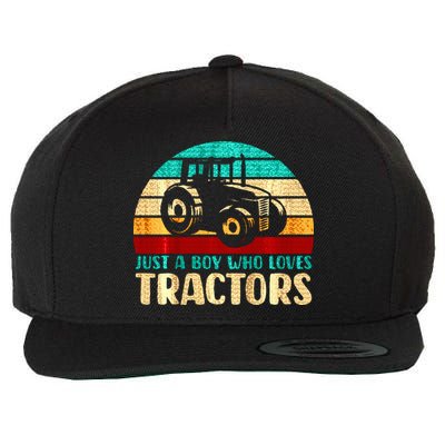 Just A Boy Who Loves Tractors Wool Snapback Cap
