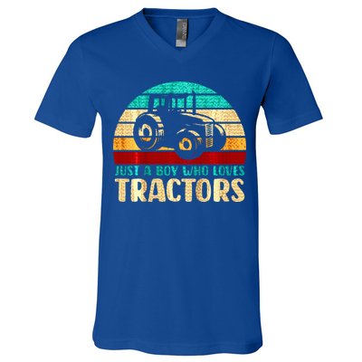 Just A Boy Who Loves Tractors V-Neck T-Shirt