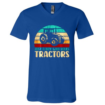 Just A Boy Who Loves Tractors V-Neck T-Shirt