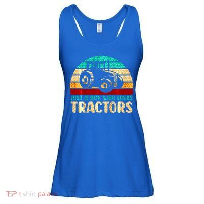 Just A Boy Who Loves Tractors Ladies Essential Flowy Tank