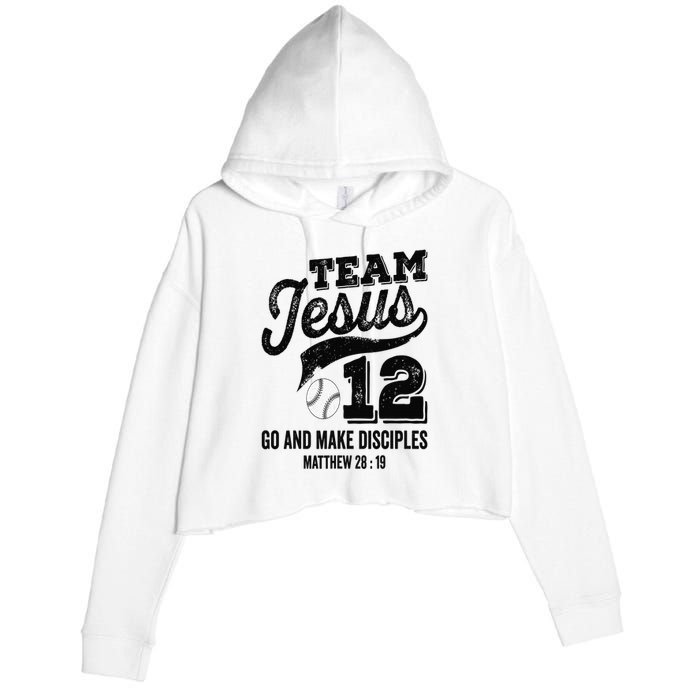 Jesus and Baseball Team Jesus Christian Matthew 2819 Love Crop Fleece Hoodie