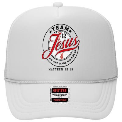 Jesus and Baseball Team Jesus Christian Matthew 2819 Love High Crown Mesh Back Trucker Hat