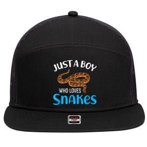 Just A Boy Who Loves Snakes Snake Lover 7 Panel Mesh Trucker Snapback Hat