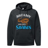 Just A Boy Who Loves Snakes Snake Lover Performance Fleece Hoodie