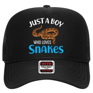 Just A Boy Who Loves Snakes Snake Lover High Crown Mesh Back Trucker Hat