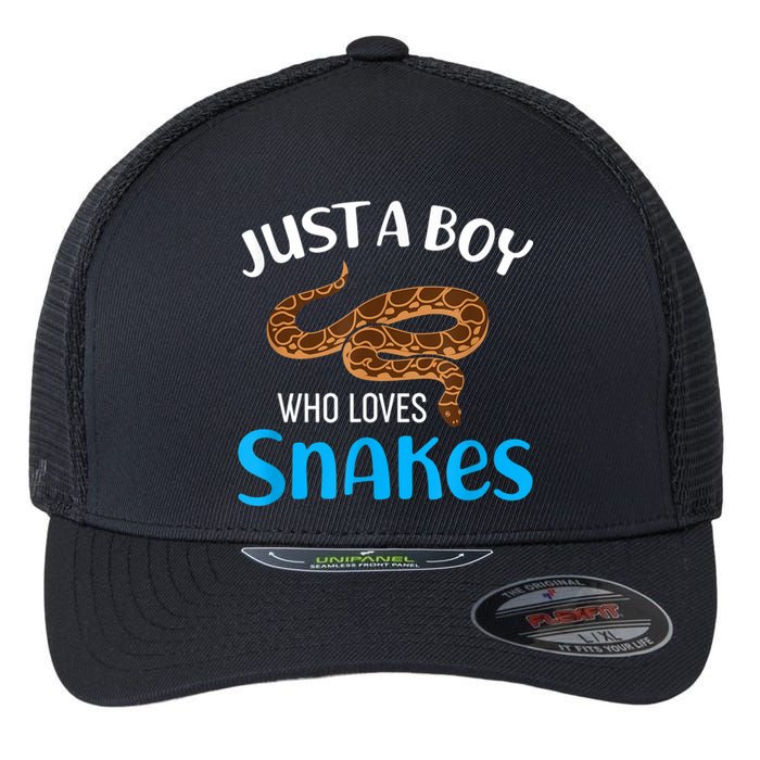 Just A Boy Who Loves Snakes Snake Lover Flexfit Unipanel Trucker Cap