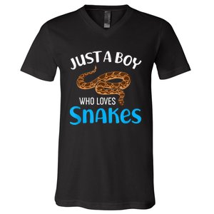 Just A Boy Who Loves Snakes Snake Lover V-Neck T-Shirt