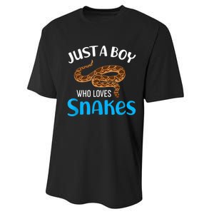 Just A Boy Who Loves Snakes Snake Lover Performance Sprint T-Shirt