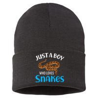 Just A Boy Who Loves Snakes Snake Lover Sustainable Knit Beanie