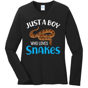 Just A Boy Who Loves Snakes Snake Lover Ladies Long Sleeve Shirt