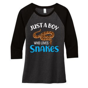 Just A Boy Who Loves Snakes Snake Lover Women's Tri-Blend 3/4-Sleeve Raglan Shirt