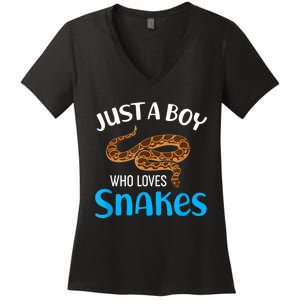 Just A Boy Who Loves Snakes Snake Lover Women's V-Neck T-Shirt