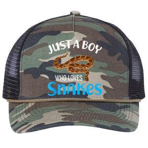 Just A Boy Who Loves Snakes Snake Lover Retro Rope Trucker Hat Cap