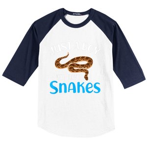 Just A Boy Who Loves Snakes Snake Lover Baseball Sleeve Shirt