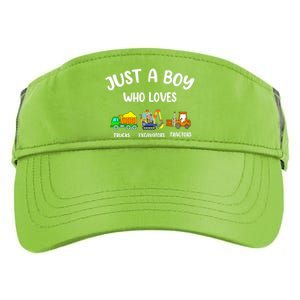 Just A Boy Who Loves Trucks Excavators Tractors Adult Drive Performance Visor